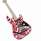6弦エレキギター - 大胆な赤・白・黒のストライプ仕上げ - 21フレット アルダー材構造