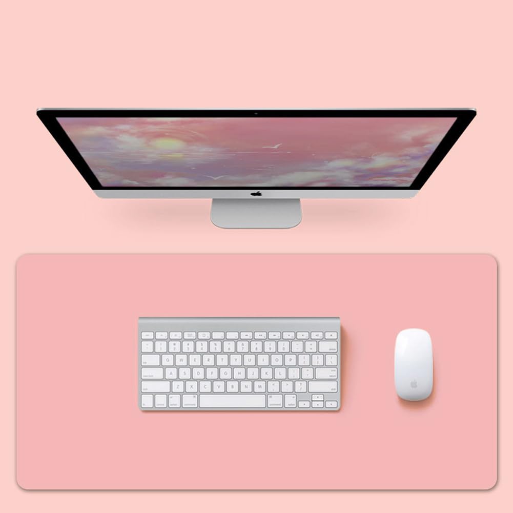 PU Leather Desk Mat Office Waterproof Desk Pad,Non-Slip Laptop Mat Table Mat Desk Writing Pad,Easy Clean Desk Protector for Office Home School (Pink,120x60cm)
