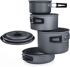 yourGEAR Ranger V - 7-Piece Camping Cookware Set for 4-5 People - Durable, Non-Stick Aluminium - Pot Pan Set in Mesh Bag for Camping and Outdoor Use