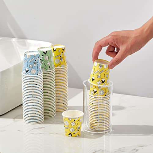 Siuq 300 Pack 3 Oz Paper Cups, Disposable Bathroom Cups, Mini Mouthwash Cups, Small Cups For Holiday Christmas Party, Hot/Cold Beverage Drinking Cup For Gargle Espresso Juice Medicine ( Geometry ) #TOP2