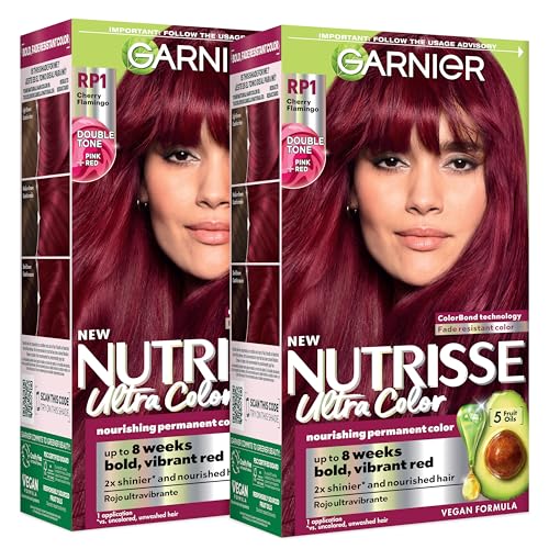 Garnier Nutrisse Ultra Color Hair Color, Permanent Hair Dye for Up to 8 Weeks of Bold, Vibrant, Fade-Resistant Results, Vegan & Cruelty-Free, RP1 Dark Intense...
