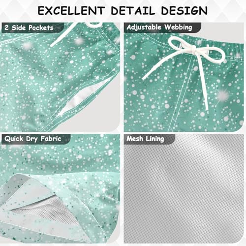 Pigsaly Boys Swim Trunks Light Sea Green Gradient Flashing Glitter Boys Board Shorts Swimsuit Swimwear Bathing Suit 3T3