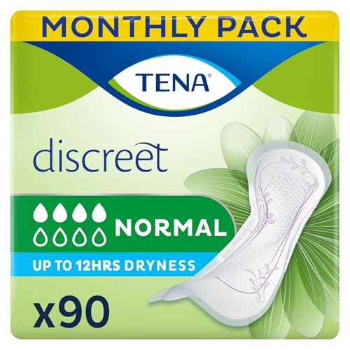 TENA Lady Normal Towels for light to moderate Bladder Weakness -Monthly Pack of Incontinence Pads for women, Pack Of 90, Packaging May Vary