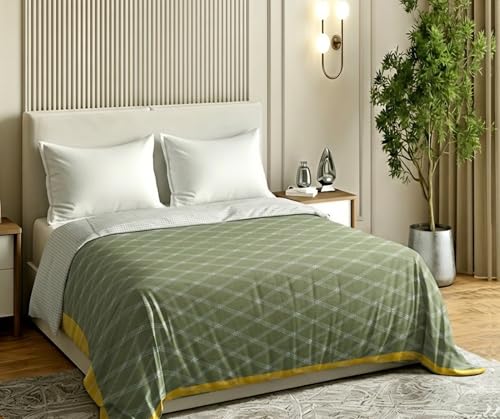Image of RD TREND Cloud Cotton AC Summer Chadar for Sleeping | 210 TC Soft Lightweight Breathable Double Topsheet /Odhne Wali Chadar | Double Bed Bedsheet 90x100 Inch Green