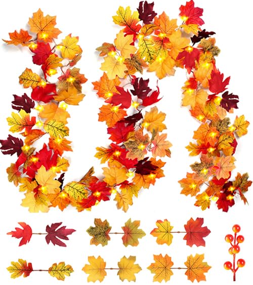 Guirlande d'automne LED pour cheminée et décoration de table chaleureuse à Halloween