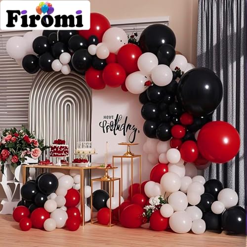 Image of Firomi Black Balloons 18-inch 12 Pack Large Thicken Helium (with 1 Ribbon) | Big Black Latex Balloon Round for Wedding Birthday Party