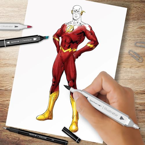 DC Comics the Flash Art Colouring Set, Fan-Art Like a Pro Kit by Spectrum Noir -24 Pieces Including Premium Colouring Book - Image 3
