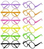 Bunte Zauberer Brille Runde Brille Rahmen ohne Gläser Kostüm Party für Kinder, Satz von 12, 6 Farben, Posing Requisiten St. Patricks Day Kostüm Party Halloween Dekoration