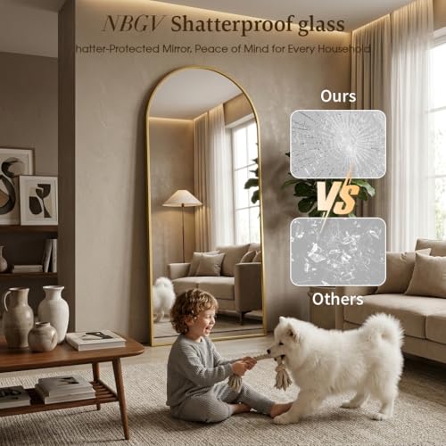 Image of 70 inchx27 inch Floor Mirror Full Length, Arched Full Length Mirror with Stand, Large Full Body Mirrors for Bedroom Living Room or Cloakroom Gold