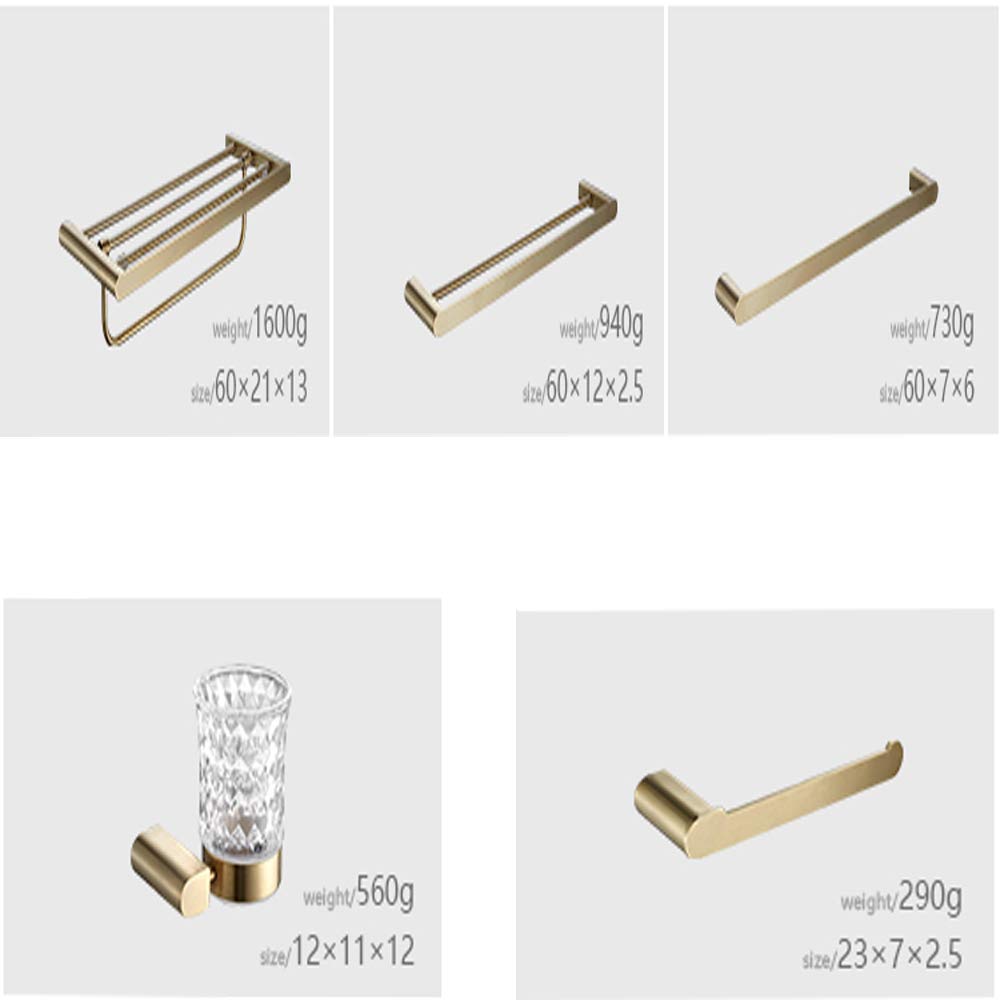 Cuarto De Baño Hardware Toalla Colgante del Estante Nórdica De Latón Cepillado De Acero Inoxidable 304 para Baño De Oro,Singletowelrack