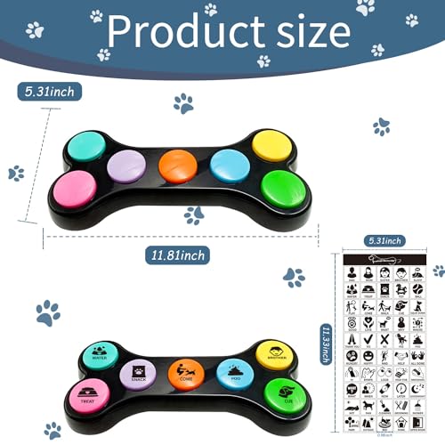 BUYVIKAY 7 in 1 Hunde Button für Kommunikation,Hund sprechende Tasten mit 50-Aufklebern, Haustier-Tasten,Dog Buttons-Hund Button-Bunte Hundeknöpfe,um Ihrem Hund das Sprechen beizubringen