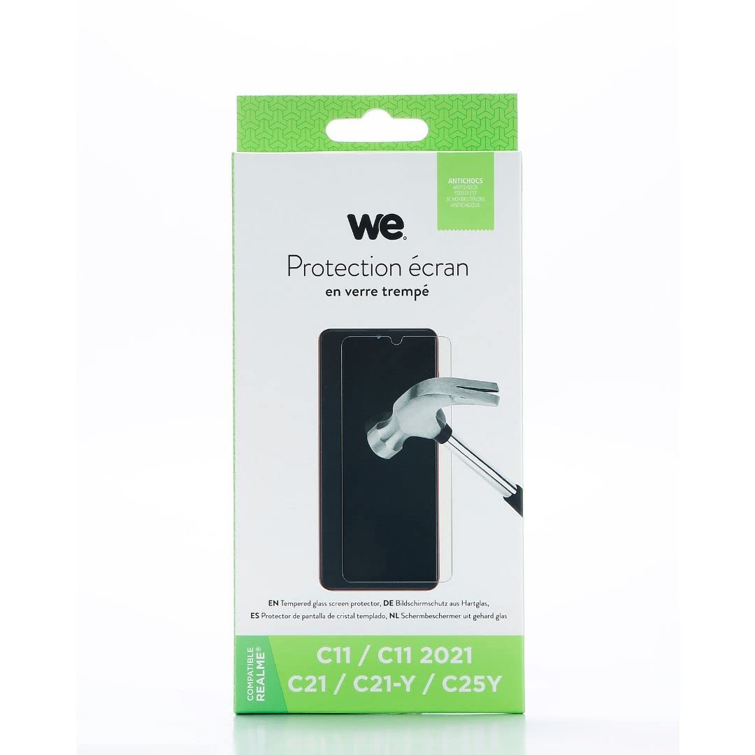 WE Vetro temperato per [REALME C21] - Pellicola protettiva anti-graffio, anti-bolle d'aria, ultra resistente, durezza 9H Glass