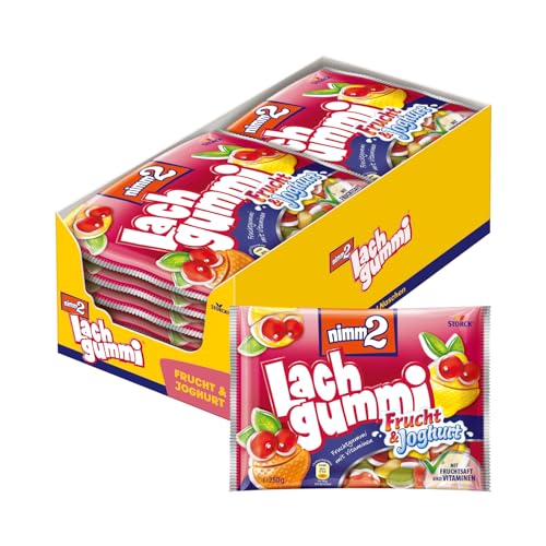 nimm2 Lachgummi Frucht und Joghurt – 14 x 250g – Fruchtgummi mit Fruchtsaft, Vitaminen und Joghurt