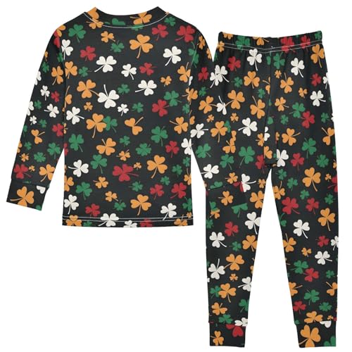 Pajama Sets Long Sleeve Colorful Clover Shamrock Soft Comfy Sleepwear 2 Piece PJS 3-8T3