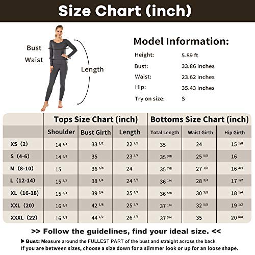 Image of MANCYFIT Thermal Underwear for Women Long Johns Set Fleece Lined Ultra Soft Scoop Neck
