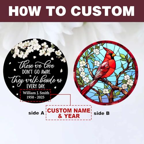 Image of ASTARIN Customized Cardinal Sympathy Wind Chimes, Cheap Personalized Wind Chime Memorial, Sorry for Your Loss Gifts for Loss of Mother /Father /Son, Small Wind Chimes
