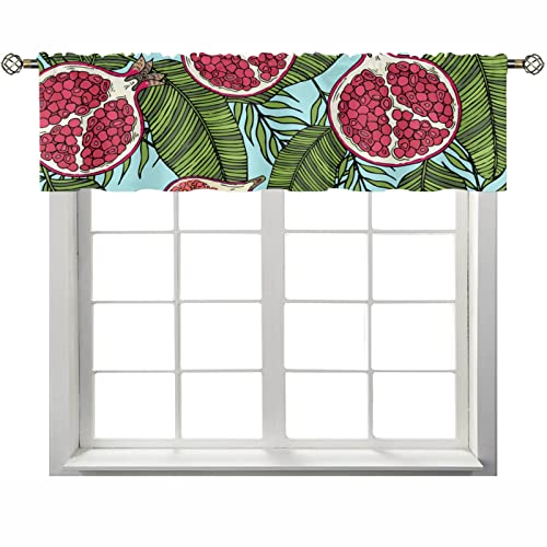 Rideaux de cantonnière de cuisine pour fenêtres Valance de poche de tige de durabilité, fruits grenade figue sur rideaux de cantonnière de fenêtre de couleur pour salon salle de bain, 1 panneau, lar
