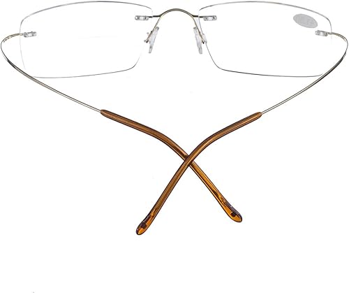 Miniatura 3 de Jcerki Lentes de lectura bifocales de aleación de titanio súper ligeros, para hombres y mujeres, lentes de lectura sin montura + estuche para lentes