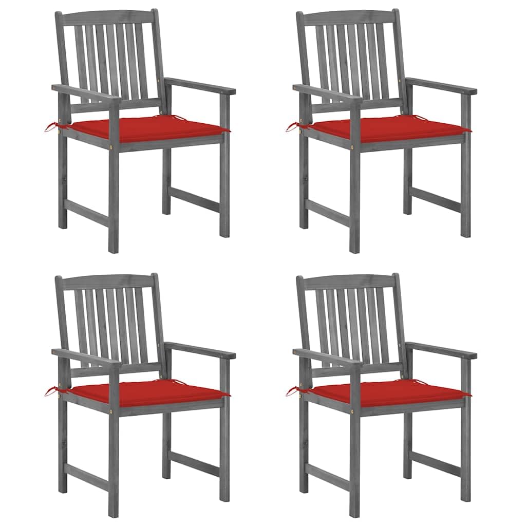 Chaise d'extérieur en bois de jardin avec coussins gris de 61x57x92 cm