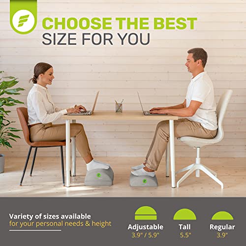 Image of ErgoFoam Foot Rest for Under Desk at Work - Chiropractor Endorsed 2in1 Adjustable Premium Under Desk Footrest - Ergonomic Desk Foot Rest with High-Density Compression-Resistant Velvet Soft Foam (Grey)