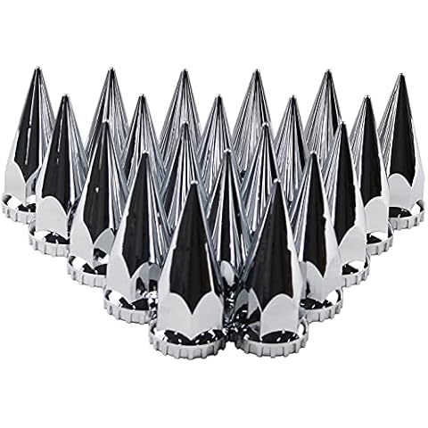 MRJLK 33mm Chrome ABS Plastic Screw-on Standard or Spiked Lug Nut Covers Pack of 20 (Spiked) Cover