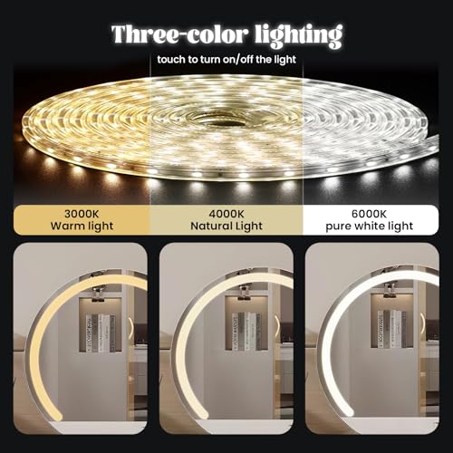 Miroir de salle de bain LED avec fixation murale et 3 températures de couleur - 3