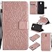 Galaxy J7 Pro Case, Ranyi [3D Sunflower Wallet] [ID&Card Slots] [Kickstand Feature] Magnetic PU Leather Flip Folio Wallet Case for Samsung Galaxy J7 Pro International Version (2017), Rose Gold