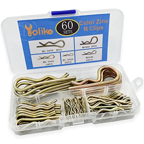 Image of 60 Pcs Hitch Pin Clip R Clips Retaining Pins Tractor Cotter Hair Assortment Iron Color Zinc Spring Retainer Keeper Kit for Dolly Pins /Hand Ttruck Replacement, (YLK2022072202)