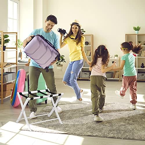 Relaxdays Wooden Stand, Foldable, Rack, Suitcase Storage, for Travel Luggage, H x W x D: 52.5 x 66.5 x 48 cm, White, 80% wood 20% plastic, 52,5x66,5x48 cm