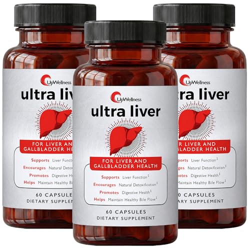 UpWellness Ultra Liver Supplement for Liver Support and Gallbladder Support - Powered by TMG NAC Milk Thistle and More - Liver Cleanse Detox & Repair - 60 Capsules - 3 Pack