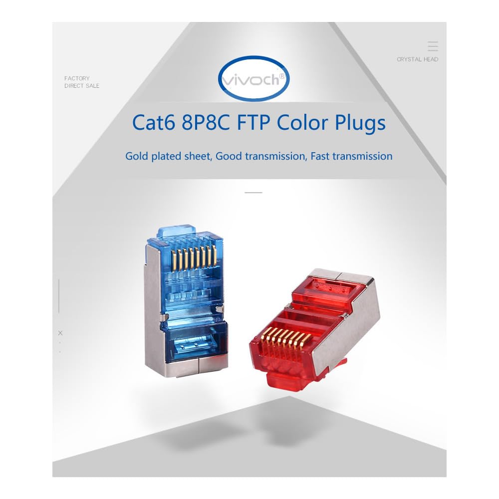 50 Connettori RJ45 Cat6 Schermati - Spine Modulari FTP 8P8C Per Cavi Di Rete - Foto 4