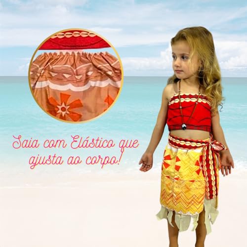 Fantasia Moana Infantil Vaiana Com Colar Princesa Oceano Tamanho G