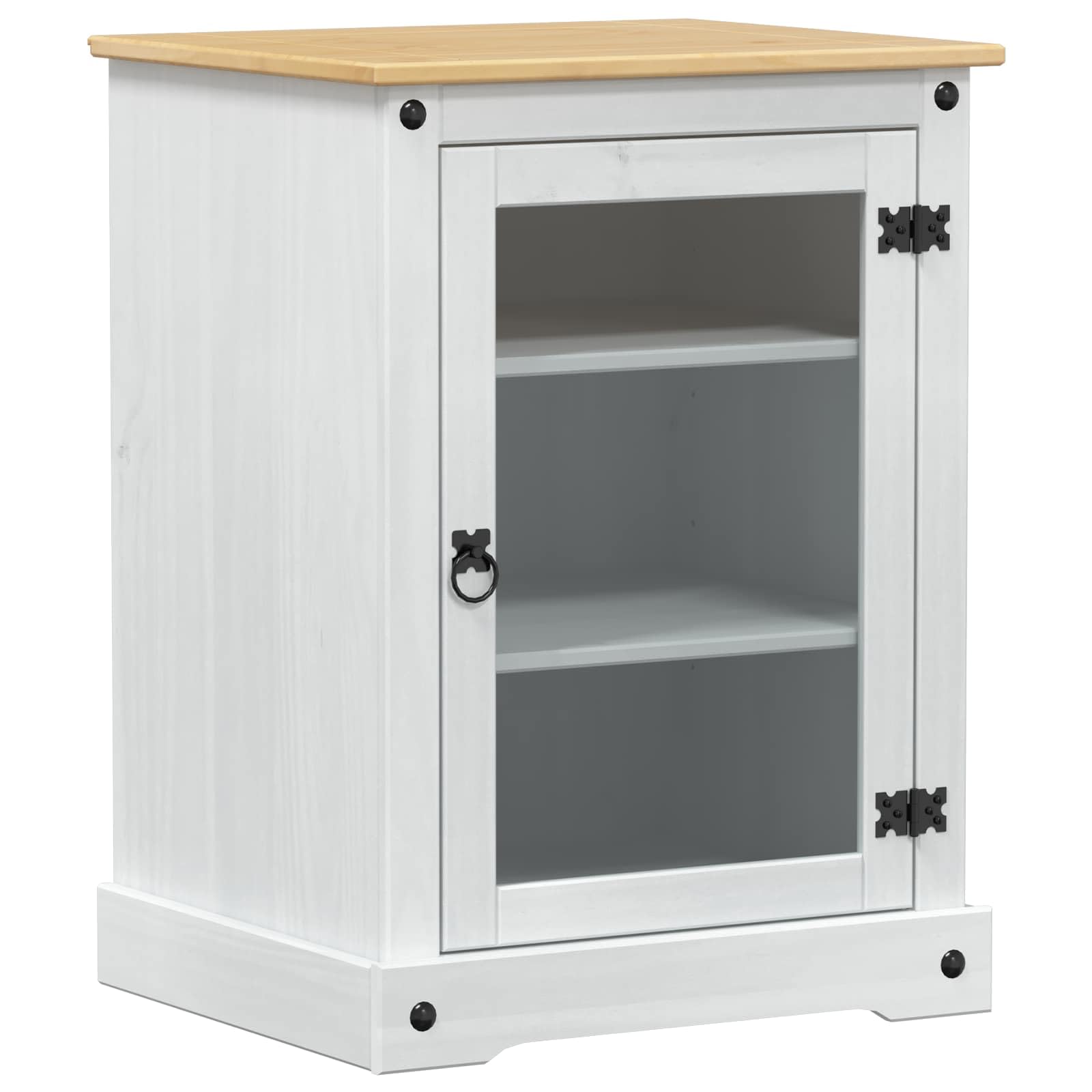 Meuble bas en pin massif stable 60x50x82 cm, armoire HiFi blanche anti-poussière avec étagère