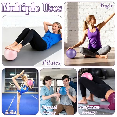 Image of RAINFLOW 3 Pcs Small Exercise Ball - 9 Inch Pilates Yoga Ball | Mini Stability Ball with Inflation Straw for Fitness Core Strength Stretching, Home Gym Office Workout and Balance Training