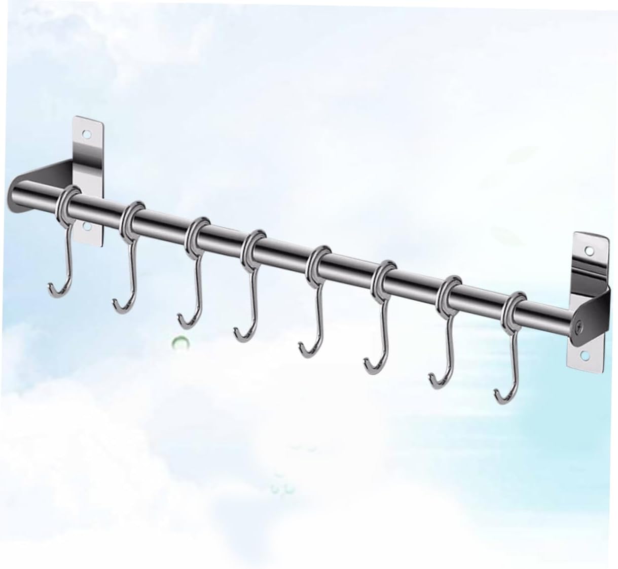 Stainless Steel No-Punch Kitchen Hook Rack Multifunctional Wall Hanging Organizer for Home Bathroom and Closet Easy Installation Storage Hooks Silver