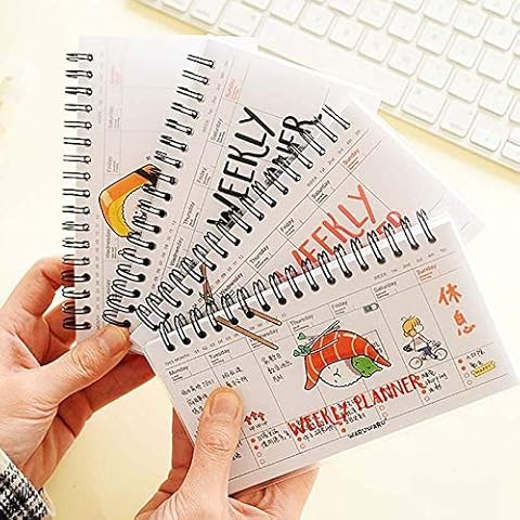 BYFRI 1pc Cute Kawaii Cartoon Weekly Planner Schedule Coil Notebook Agenda Kids Gift Korean Stationery Office School Supplies Cover