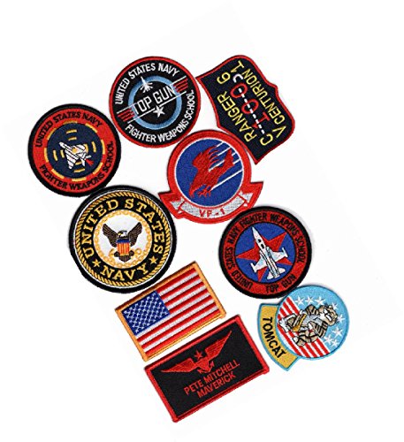 Top Gun Movie Pete Mitchell 9pc Hook Patch Set