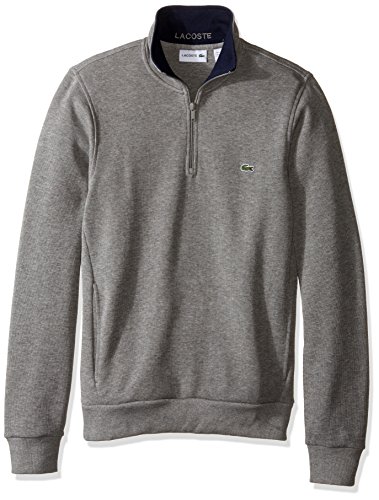 Lacoste Men's Half Zip Lightweight Sweatshirt with Logo At Neck