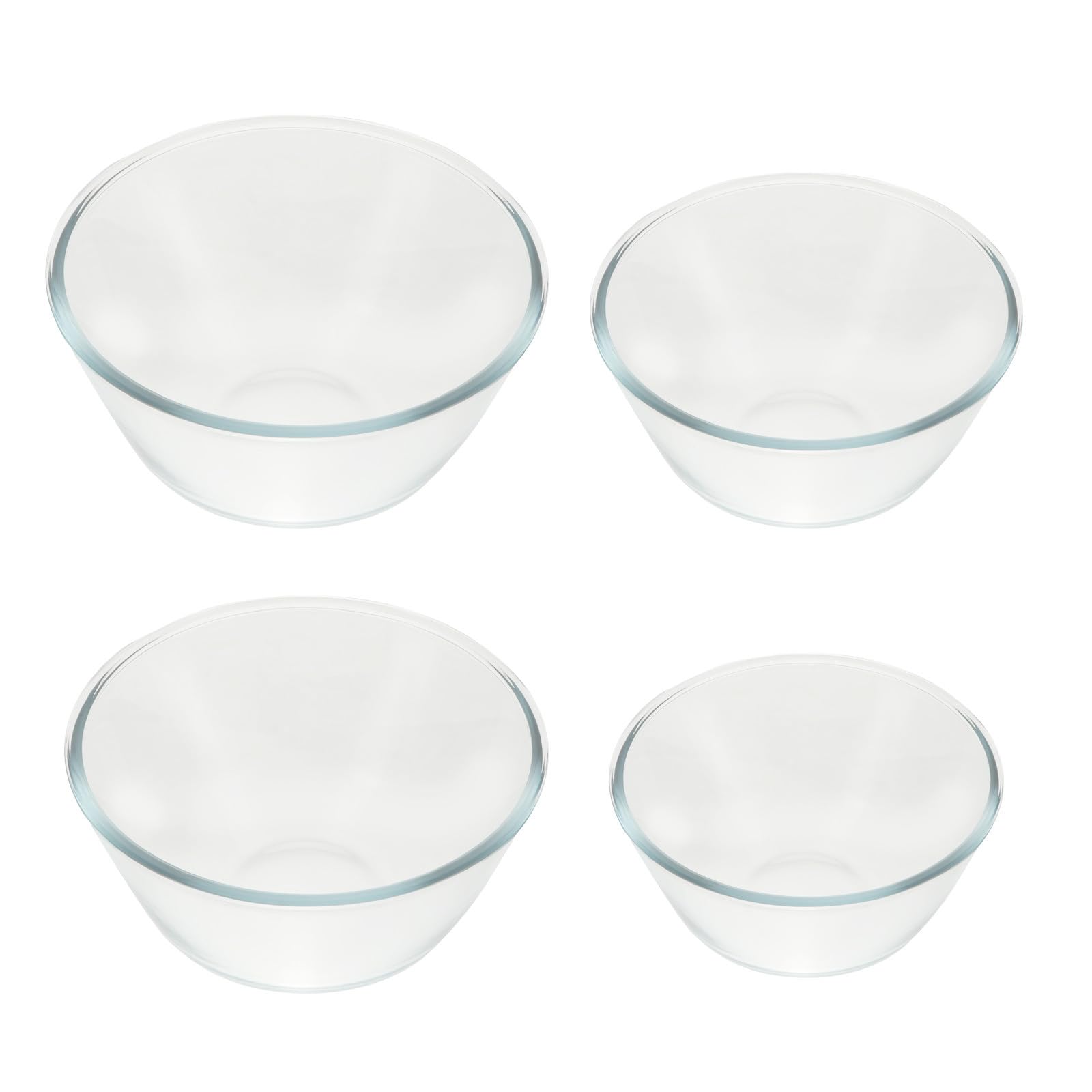 Glas Schüssel Multifunktional 4 Stück mit 500ml bis 1600ml Volumen Mikrowellengeeignet für Küche und Salatzubereitung