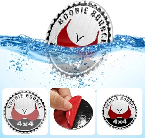 Image of 4Pcs Booble Bounce Badge Rated Car Emblem, 4 x 4 Metal Automotive Badge 3D Metal Car Badges Emblems Round Emblem Decals Car Badge Decals Stickers Compatible for Jeep Wrangler Vehicles Trucks SUV