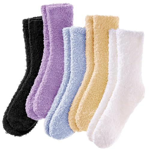 Image of Josnown Fuzzy Socks for Women Cozy Soft Fluffy Slipper Warm Winter Plush Sleep Socks Christmas Gifts for Women