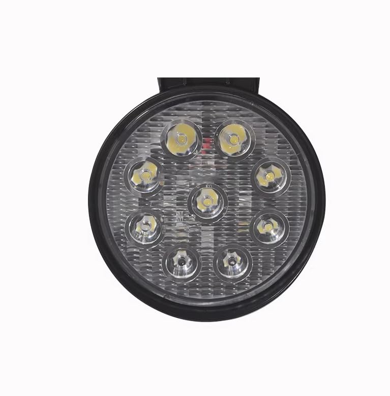 Forklift LED Front Headlights, Round Work Lights, 9-Pillar 27W Night Vision Lights, 12V-80V Forklift Matching