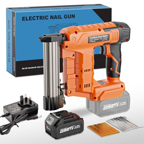 Blayram Nail Gun Cordless 21V, 2 in 1 Brad Nailer & Electric Stapler with 1 * 4.0Ah Battery, 800 Nails & 800 Staples for DIY Project of Upholstery, Home Improvement and Woodworking