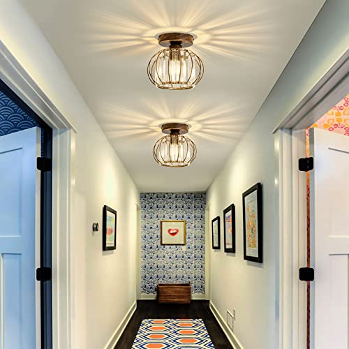 Yyjlx Semi Flush Mount Ceiling Light Fixture E26 Mini Crystal Chandelier Oil Rubbed Bronze Small Ceiling Lamp For Entryway Bedroom Bathroom Hallway Closet Foyer Light #TOP5