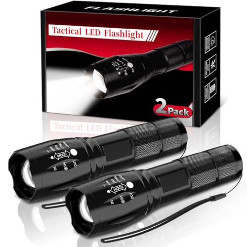 BESTSUN LED Flashlight 2 Pack, Small Flashlights Powerful High Lumens 5 Modes, Waterproof Zoomable...