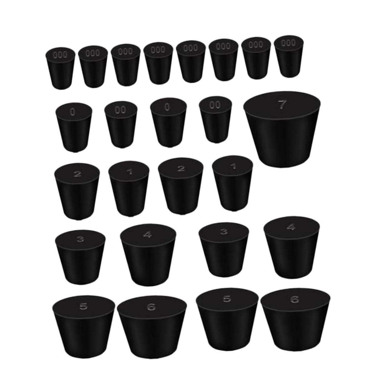 ULTECHNOVO 125 Stk Gummistopper Gummistopfen Flaschenkorken Kolbenstopfen Rohrstopfen Flaschenverschlüsse Laborstopfen Gummi-verschlussstopfen Konischer Stopper Reagenzglasstopfen