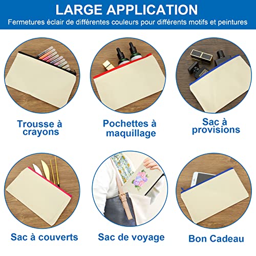 SENENQU Lot de 30 Pochette Tissu Zippée Trousse en Toile Personnalisable Couleur, 12×21CM Trousse en Tissu de Rangement, Pochette Maquillage à Personnaliser, Trousses à Crayons Vierge pour DIY – vue 4