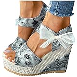 Innenmaterial: Textil SKFLABOOF Keilsandaletten Damen Plateau Sommer Sommerschuhe Sandalen Sandale Keilabsatz Wedges Weisse Espadrilles Trendige Sale Keilsandalen Schuhe 39 Keilpumps Weiß Frauen Sandaletten