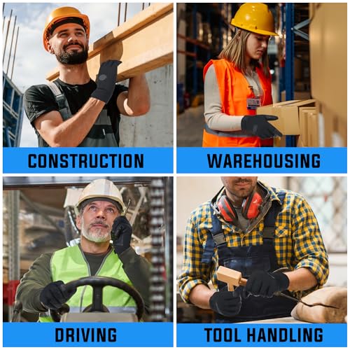 Image of HANDLANDY Work Gloves for Men & Women, Utility Mechanic Working Gloves Touch Screen, Flexible Gardening Gloves for Yard