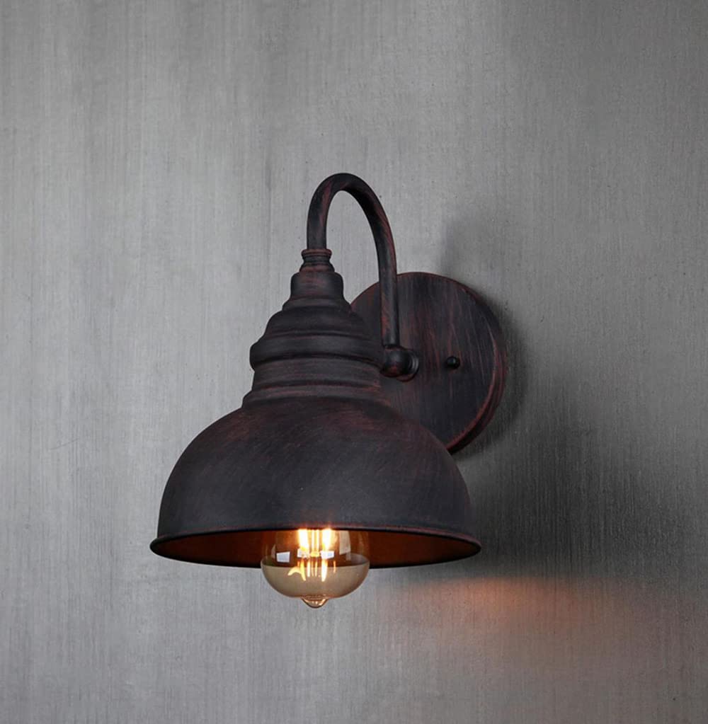 Außenwandleuchte Retro Wandlicht Wandlampe Vintage wandstrahler Schwarz Rostfarbe 1-Flammig Innen/Außen E27 Metall Schatten Wasserdichter Flur Treppen Terrasse Türkopf Eingang Wohnzimmer haus Licht